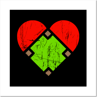 Baseball Heart (Vintage Style) Posters and Art